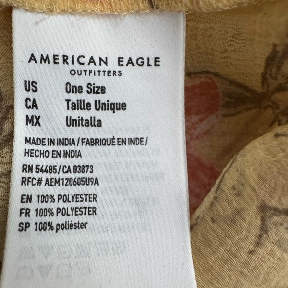 AMERICAN EAGLE Flowy Floral Chiffon Open Front Kimono Yellows Cover-Up Cardigan - Picture 9 of 12